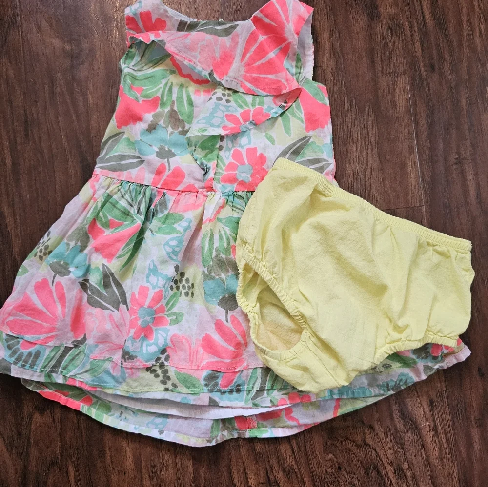 BOGO🎀Bright Neon Floral Dress- Sz 18M - Picture 2 of 4